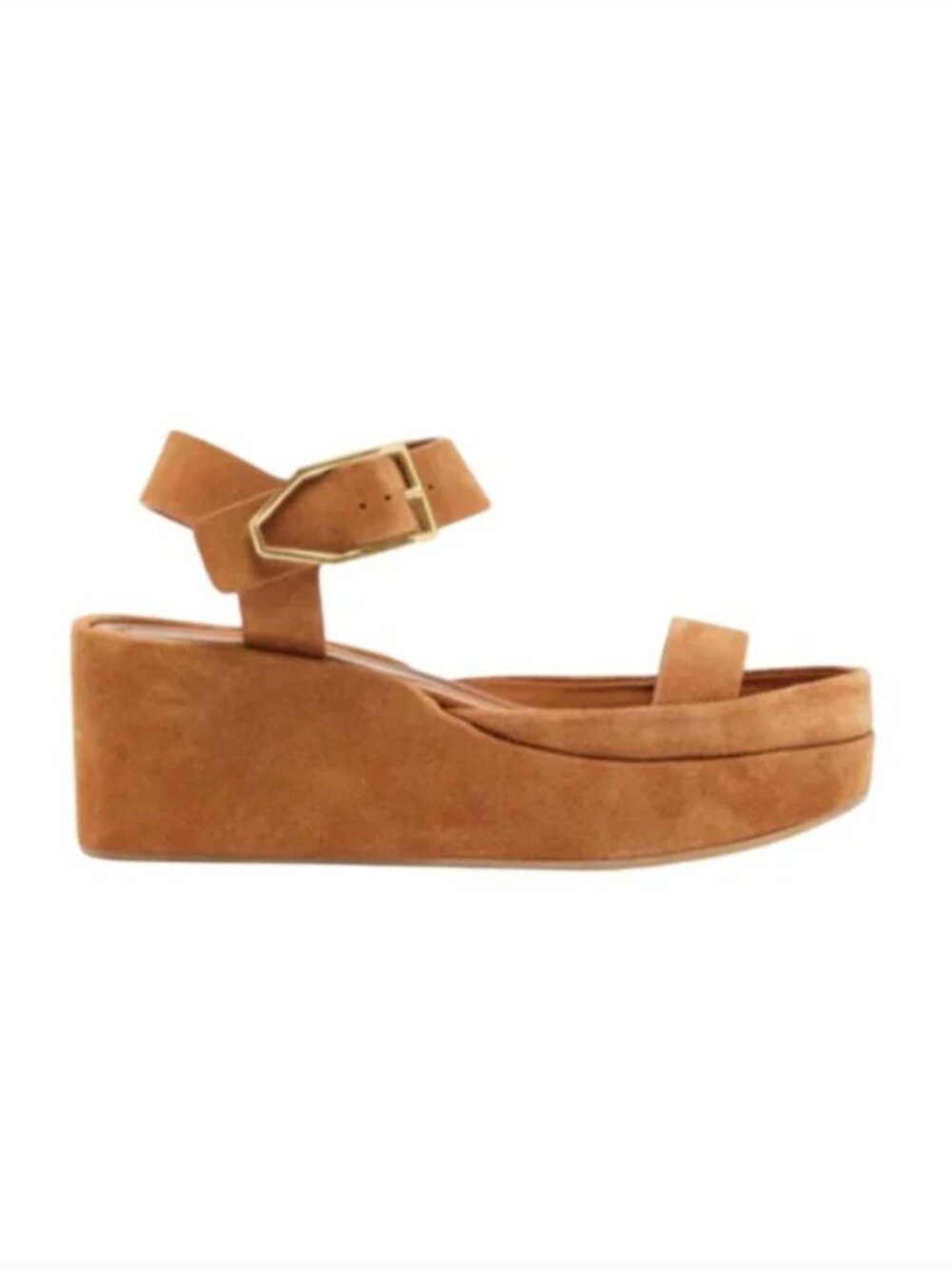 Paul Andrew Adept Platform Sandals Womens 41 11 Brown Tan Suede Buckle Wedges